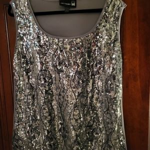Silver sequin tank top